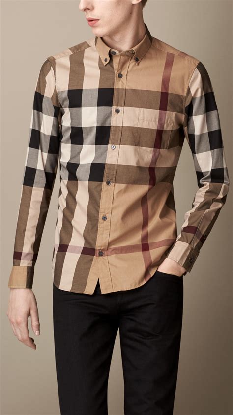 burberry brown check shirt|burberry men's button up shirt.